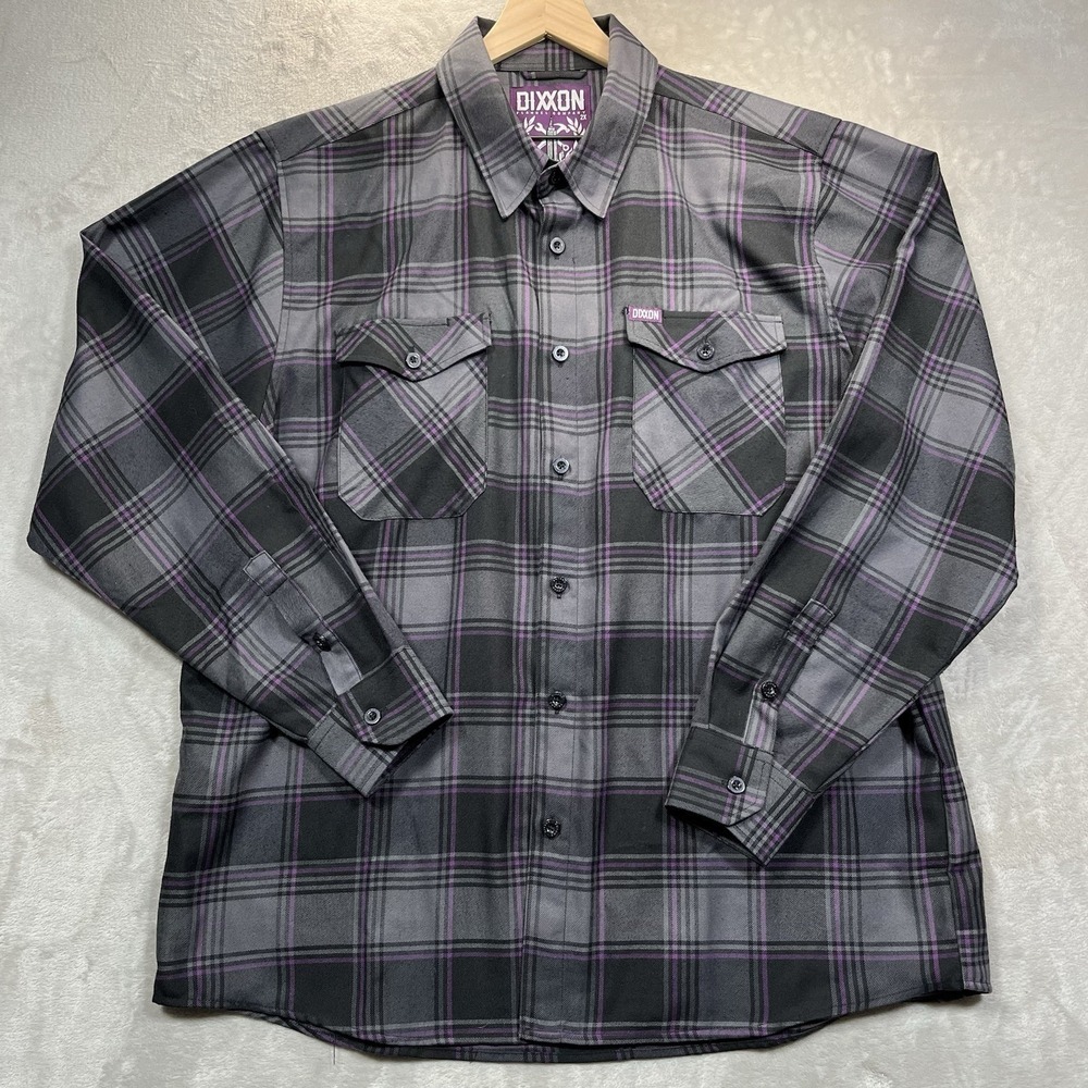 Dixxon Flannel Company Shirt Mens‎ 2XL Black Purple Empire Plaid New York - Picture 2 of 8